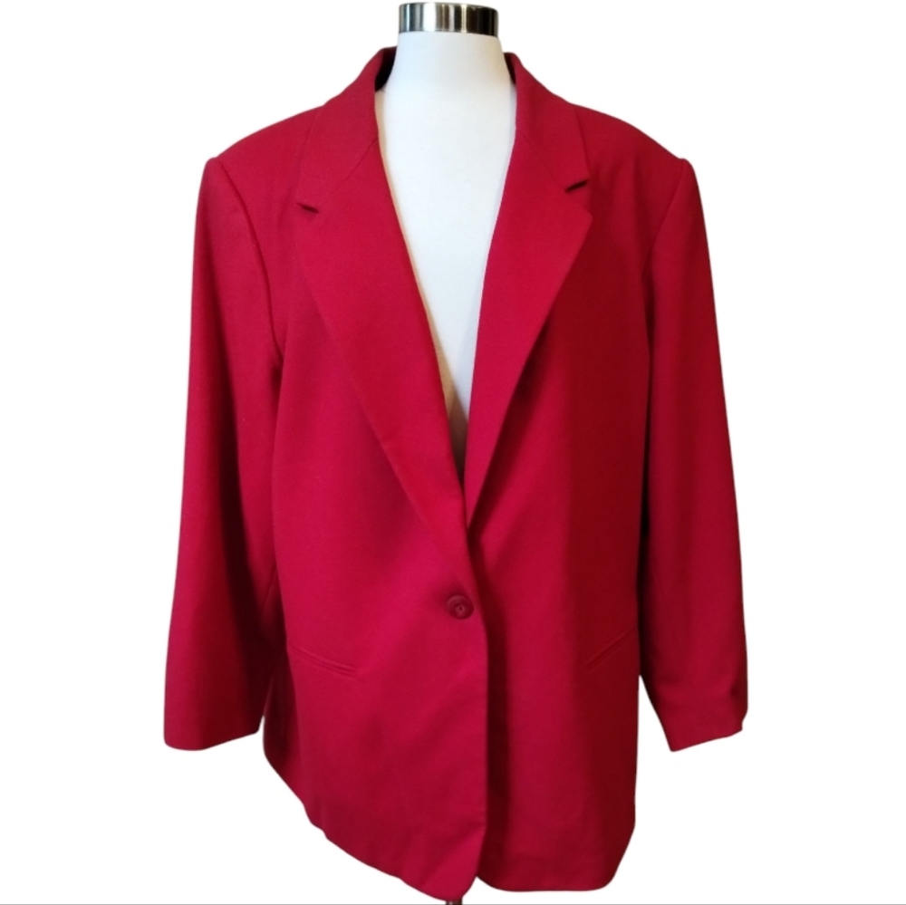 Sag Harbor Vintage 90s Red Wool Blazer Jacket - Women's Plus Size 24W 3X